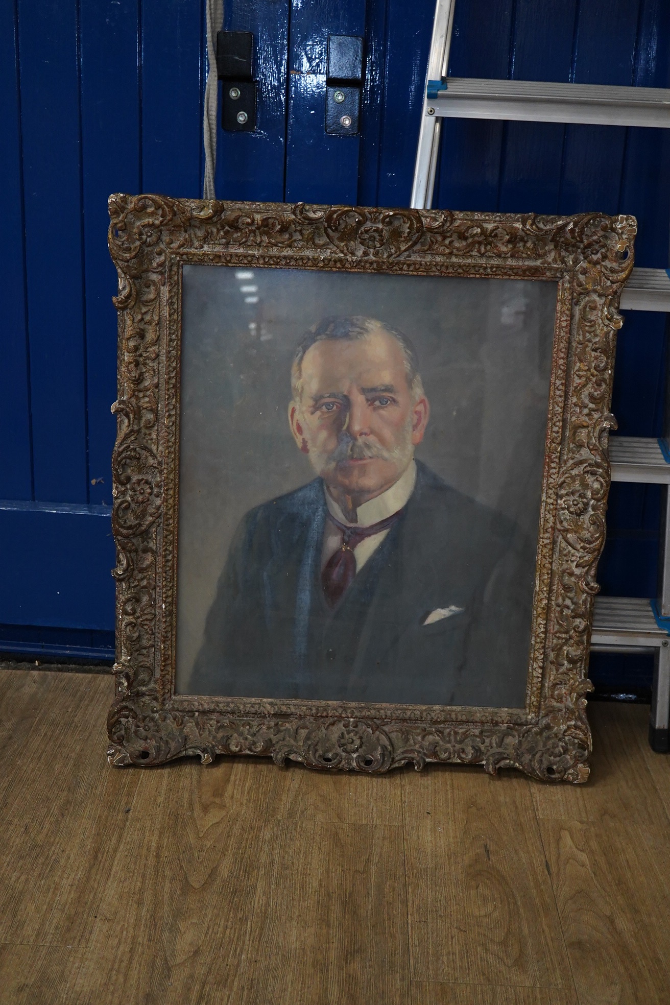 1930's English School, oil on canvas, Portrait of a gentleman, unsigned, 59 x 49cm, ornately framed. Condition - good